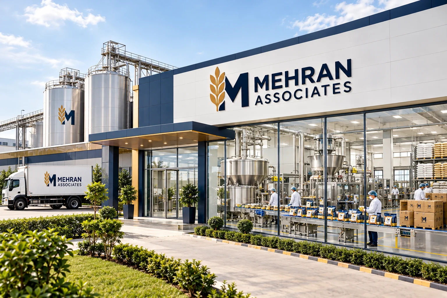 Brand illustration of a Mehran Associates food ingredient facility